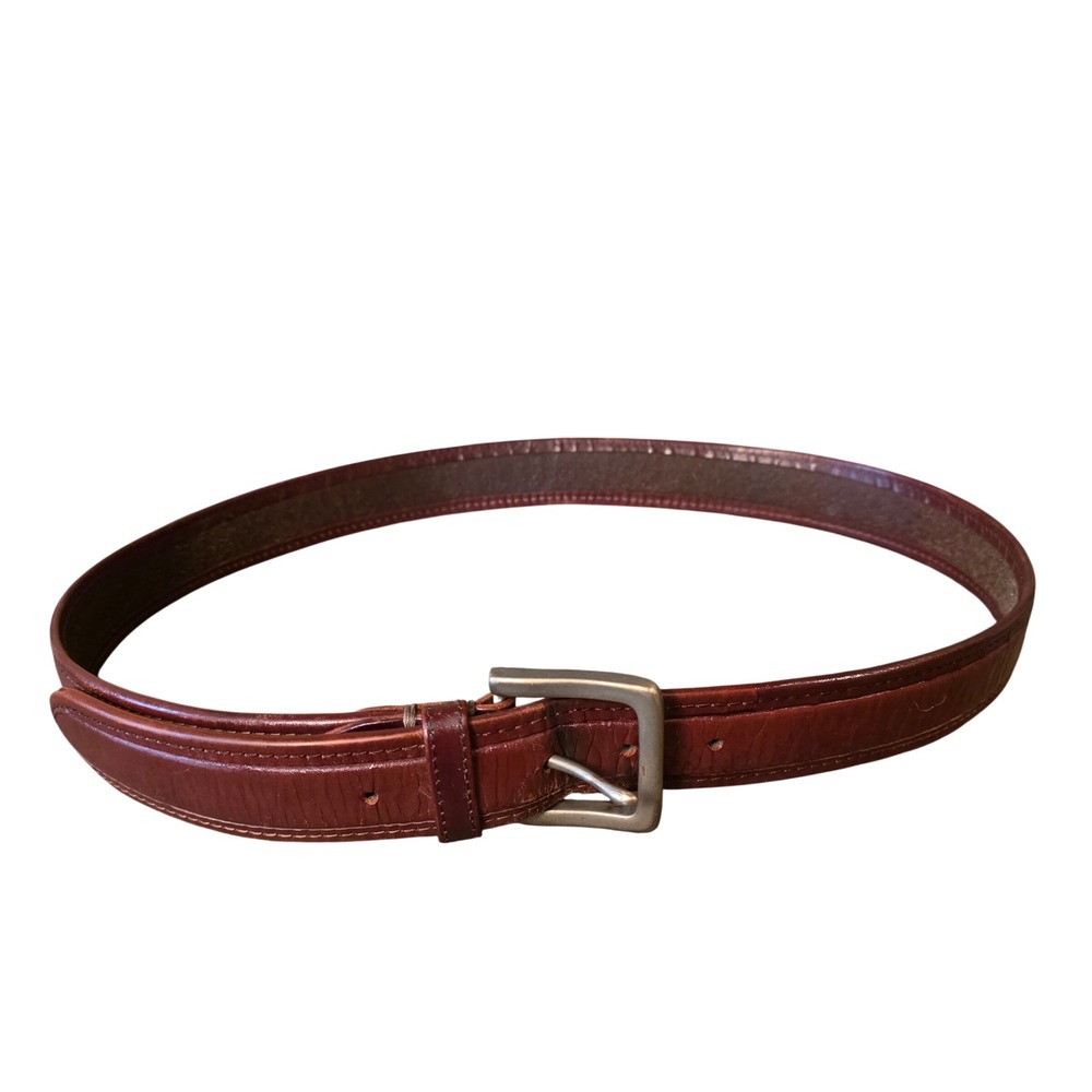 Lucky Brand‎ Mens Brown Leather Belt Size 38 Textured Stitched Casual Buckle